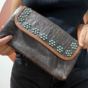 Anthropologie Leather Crossbody Bag Boho Western Satchel Kurtmen Design